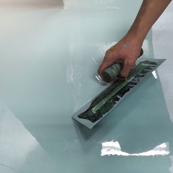 epoxy flooring being installed